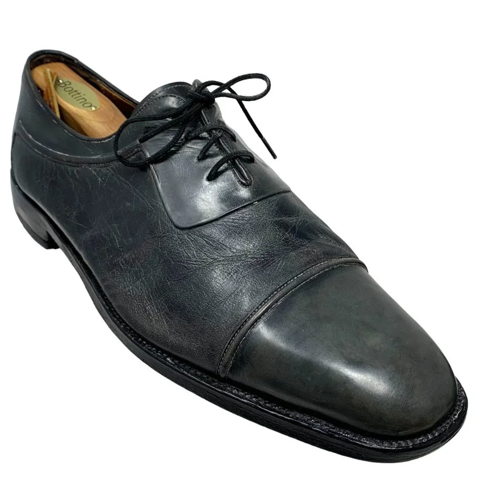 Paolo De Marco 63491 Gray Leather Cap Toe Lace Up Dress Shoes‎